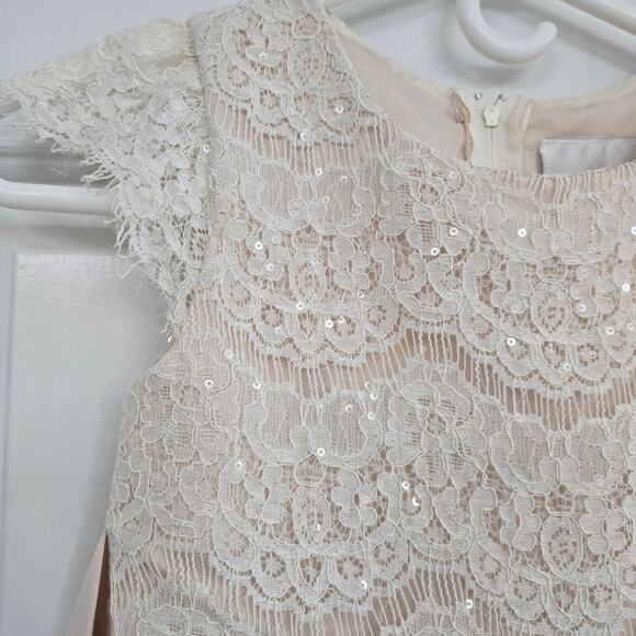 Rare Editions Girls Lace Dress Cream Flower Sash Wedding Party Holiday Size 6X - Picture 4 of 7